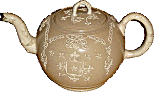 Sprigged saltglaze teapot c 1750
